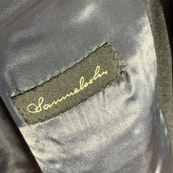 Samuelsohn Men's Navy Wool Cashmere  Long Coat Classic Minimalist Size 40 - Picture 7 of 10